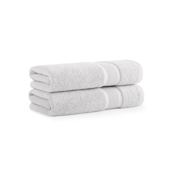 Monarch Brands Aegean Recycled Bath Towels 30in x 60in - Solid, Light Gray, 2PK P-BT-RO-3060-LG - main